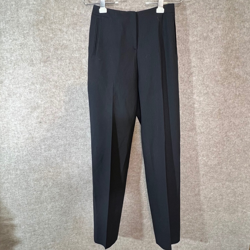 Vintage Giorgio Armani Trousers Women Size US 4 IT 40 Black Textured Pinstripe